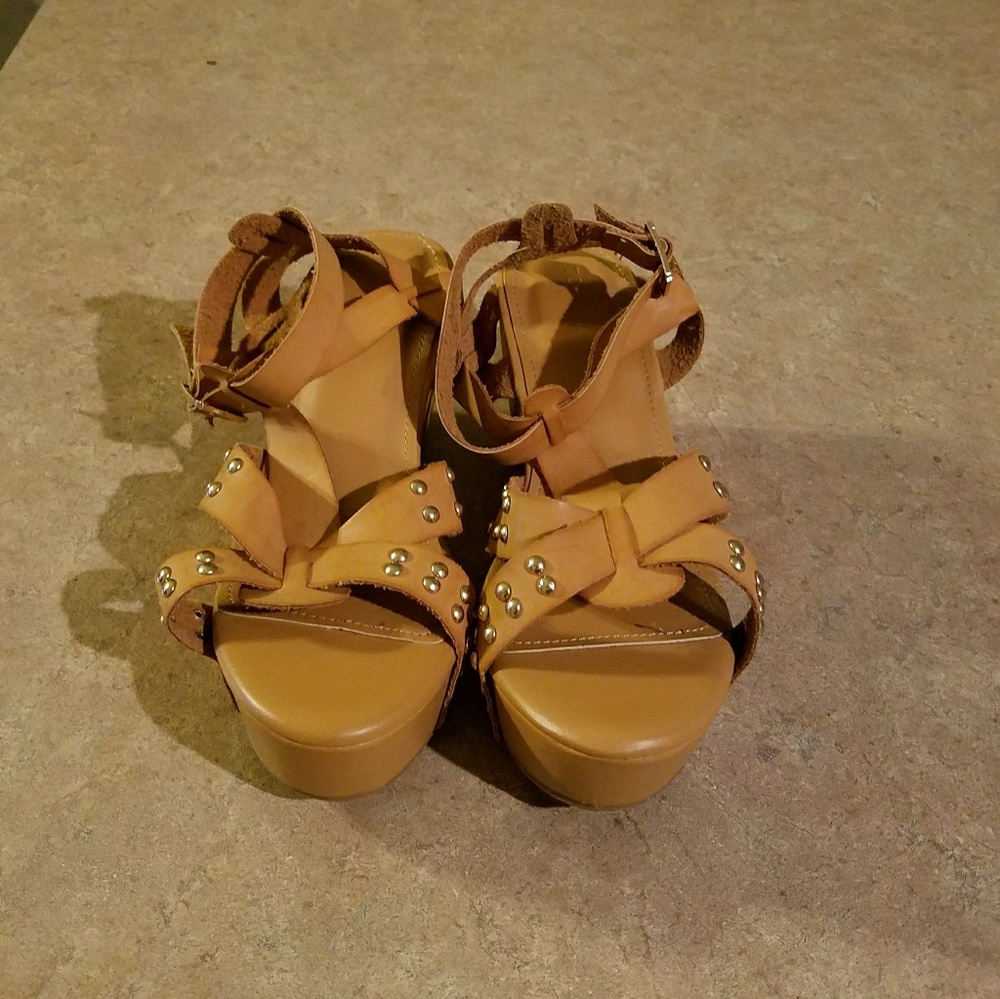 Tan Studded Torrid Flatform Sandals size 10